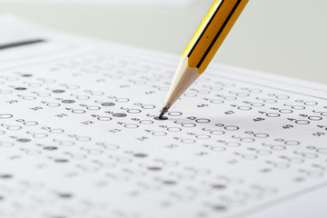 Test score sheet with answers