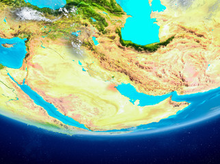 Kuwait on globe from space