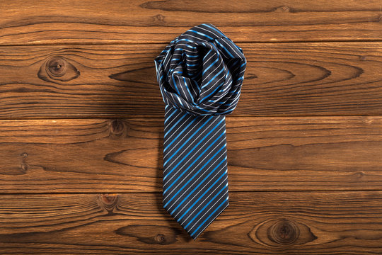 Happy Father's Day. tie on the wooden table