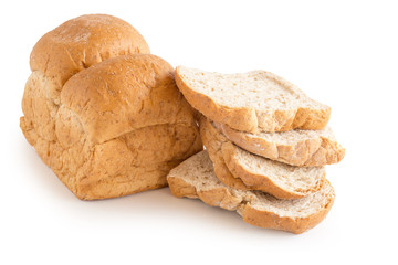 freshly baked bread isolated on white background
