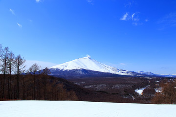 Mount Asama with snow in winter