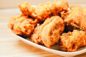 Chicken nuggets on Wooden Placemat