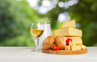 cheese on wooden table