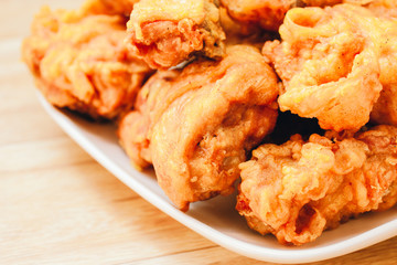 Chicken nuggets on Wooden Placemat