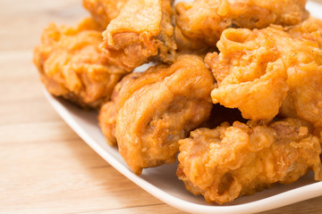 Chicken nuggets on Wooden Placemat