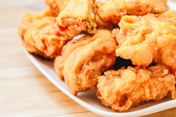 Chicken nuggets on Wooden Placemat