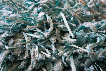 Blue Messy Wisp Carpet  Strings Colorful Closeup