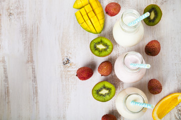 Smoothies with tropical fruits