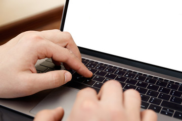 man office worker is typing keyboard, business technology and education concept