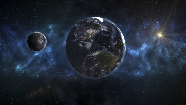 Cosmic landscape, beautiful science fiction wallpaper with endless deep space. Elements of this image furnished by NASA © octofocus