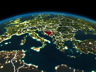 Bosnia and Herzegovina on Earth at night