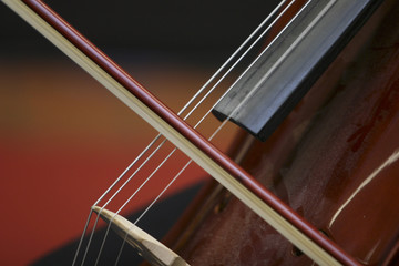 Closeup of cello playing