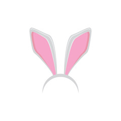 white easter bunny funky mask with rabbit ears isolated on white background. vector Kids easter party mask
