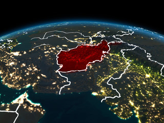 Afghanistan on Earth at night