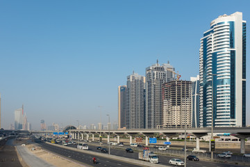 Fototapeta na wymiar Dubai business district and highway