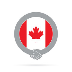 Canada flag handshake icon. agreement, welcome, cooperation concept