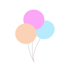 Balloons isolated icon on white background. Three colorful balloons. Flat style vector illustration