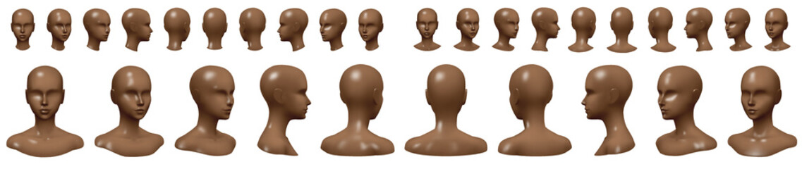 Isolated vector set of faceless mannequin busts and heads. - 196366157