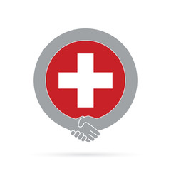 Switzerland flag handshake icon. agreement, welcome, cooperation concept