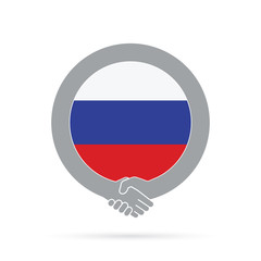 Russia flag handshake icon. agreement, welcome, cooperation concept