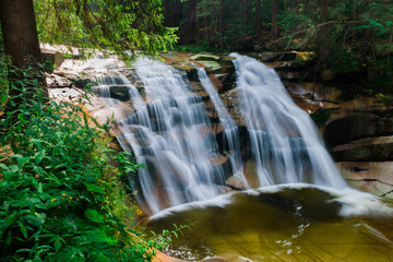 Waterfall on the creek Mumlava near the town Harrachov in Czech Republic