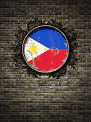 Old Philippines flag in brick wall