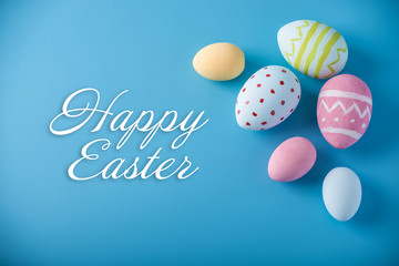 Holiday greeting card with text happy Easter