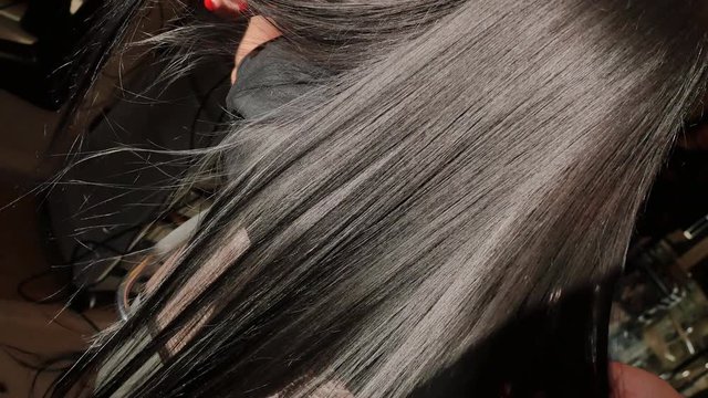 Keratin straightening and hair restoration. Strengthening and treatment with botox.