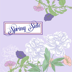 Spring sale background with flowers