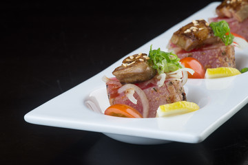 japanese cuisine. sashimi on the background