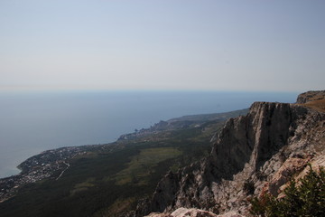 Fototapeta na wymiar Stunning view from the height of the Ai-Petri mountain in Crimea, Russia.