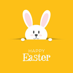 Fototapeta premium Happy Easter, concept of greeting cards, bunny leaning out of the burrow