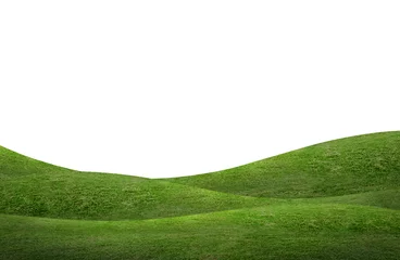 Foto op Aluminium Groen gras heuvel achtergrond geïsoleerd op wit. Buiten van groene weide achtergrond. © Lifestyle Graphic