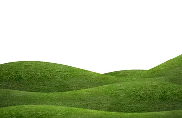 Foto op Aluminium Green grass hill background isolated on white. Outdoor of green meadow background. © Lifestyle Graphic
