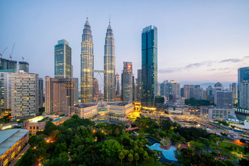 Cityscape of Kuala Lumpur Panorama at sunrise. Panoramic image of skyscraper at Kuala Lumpur,...