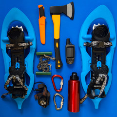 Kit of gear for survival in wilderness during winter