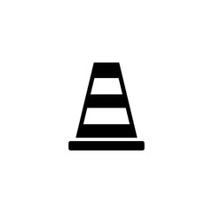 Traffic Road Cone. Flat Vector Icon. Simple black symbol on white background