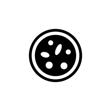 Bacteria under the Microscope. Flat Vector Icon. Simple black symbol on white background