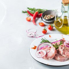 Fresh raw organic farmer meat pork ready for cooking