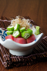 japanese cuisine. sashimi on the background