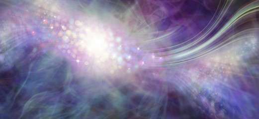Beautiful light burst flowing Background - shimmering sparkling brilliant white light centre with an intricate multi coloured energy form radiating outwards on a dark gaseous background
 - obrazy, fototapety, plakaty
