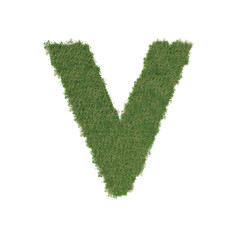 Alphabet V made of green tree on white background. 3D illustration