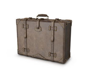 Leather suitcase on a white background. 3D illustration