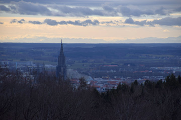 view over ulm with the highest steeple of the minster of ulm 