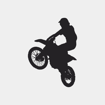 Motocross driver jump silhouette