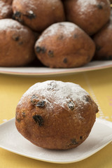 Single oliebol, traditional Dutch pastry for New Year's Eve