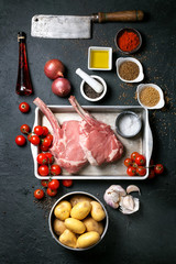 Fresh raw tomahawk steak