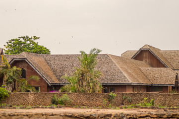 Old abandoned lodge in the savannah of Amboseli Park in Kenya