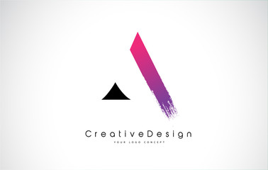 A Letter Logo Design with Creative Pink Purple Brush Stroke