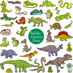 reptiles and amphibians characters set